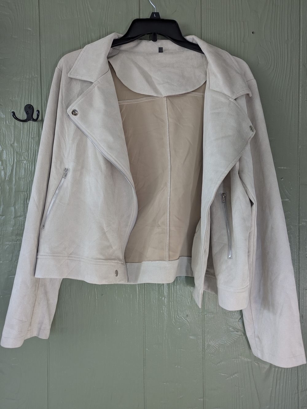 Cream Color Suede-like Moto Jacket - Women's 3X